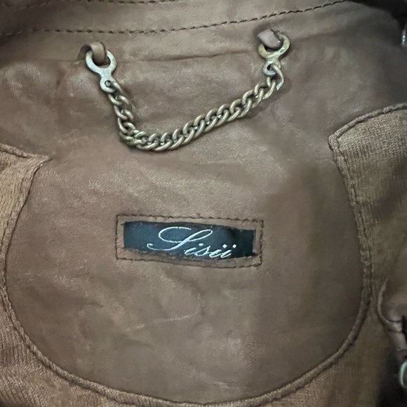 Sisii Brown Double-Breasted Leather Trench Coat - Picture 3 of 16